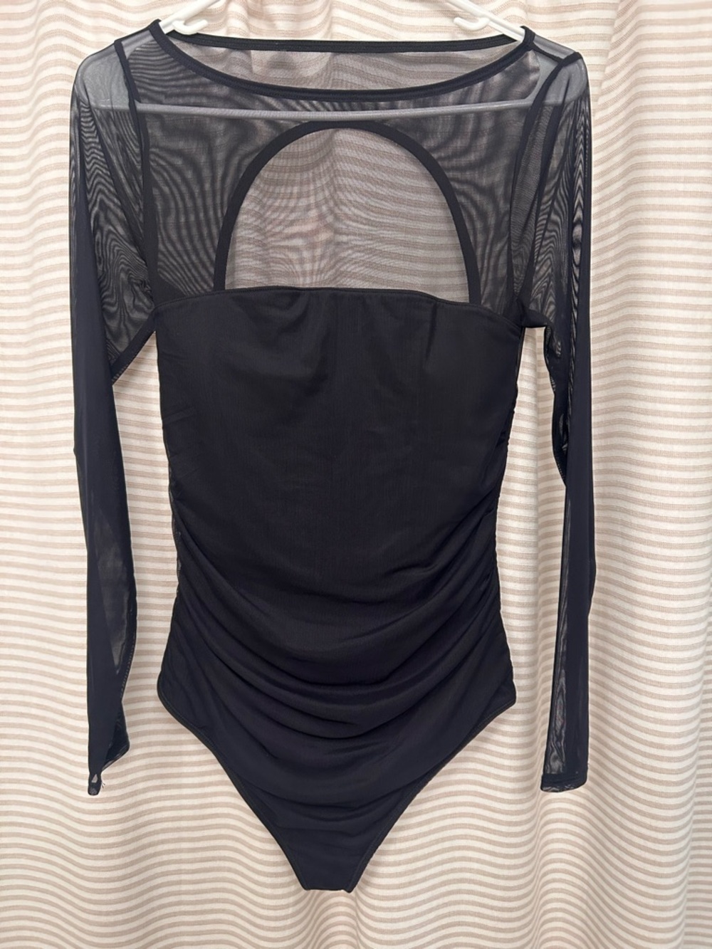 Abercrombie and Fitch Black Mesh Long-Sleeve Bodysuit